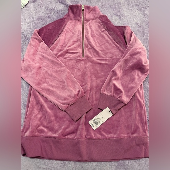Wild Fable Womens Quarter Zip Velour Tunic Sweatshirt Magenta - Picture 2 of 4